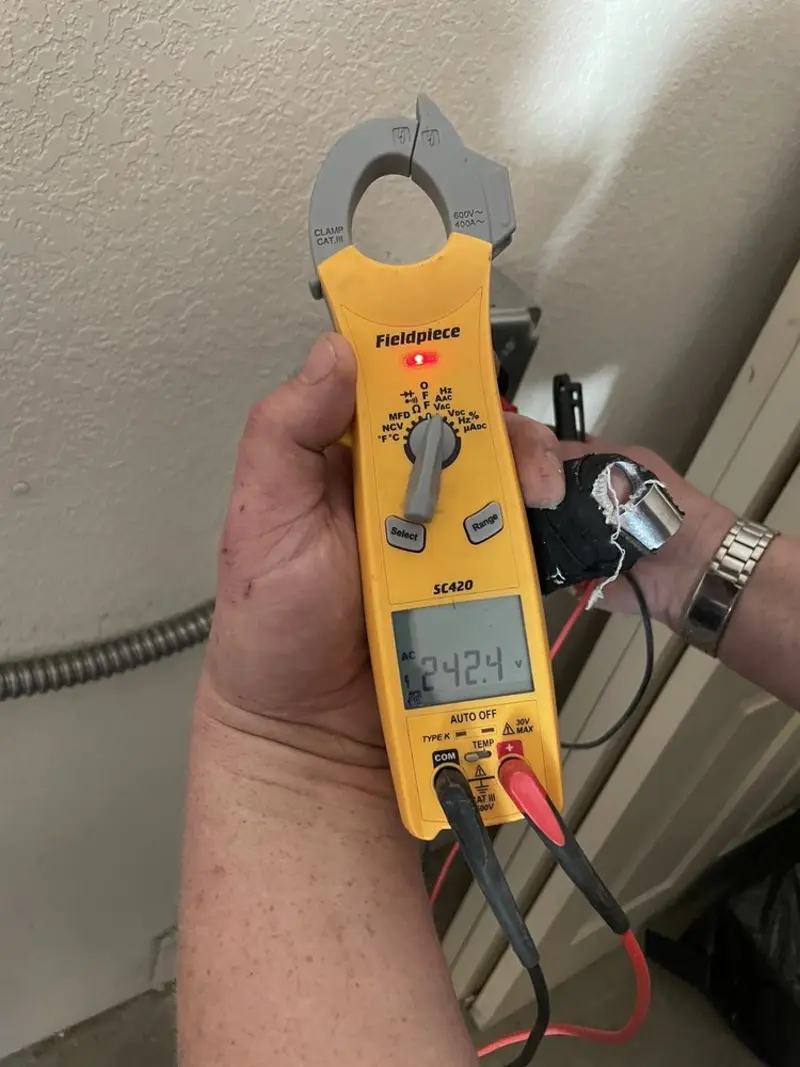 Voltage testing with clamp meter during Hot Tub / Pool Electrical Wiring in Monmouth